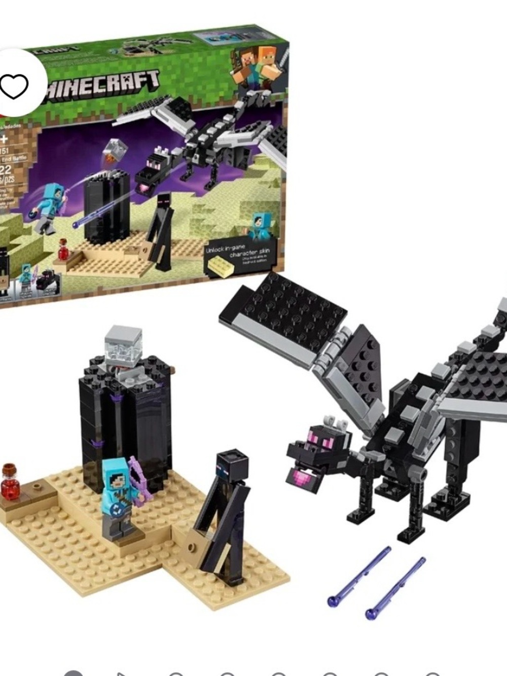 Lego Minecraft Black and Tan Ender Dragon Battle Set